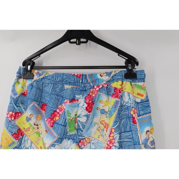 Ted Baker Swim Trunks Mens 5 Hawaiian Camp Board Shorts Drawstring fun postcard - Picture 7 of 16